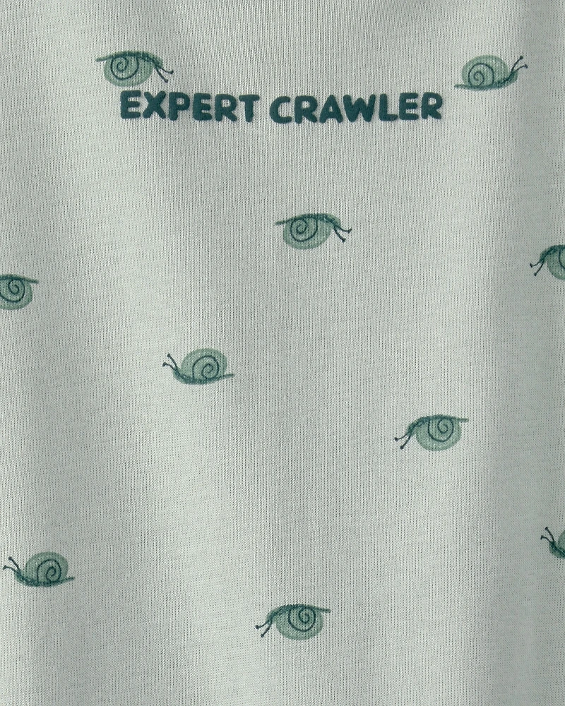 Baby Boy Snail Short-Sleeve Romper - Green