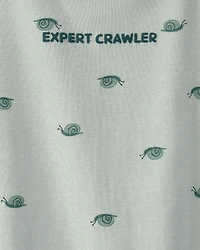 Baby Boy Snail Short-Sleeve Romper - Green