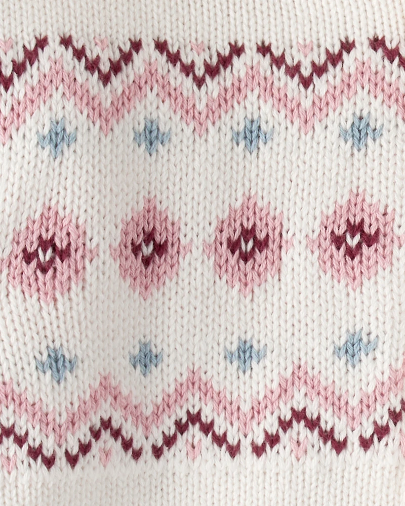 Toddler Girl Organic Cotton Fair Isle Sweater Knit