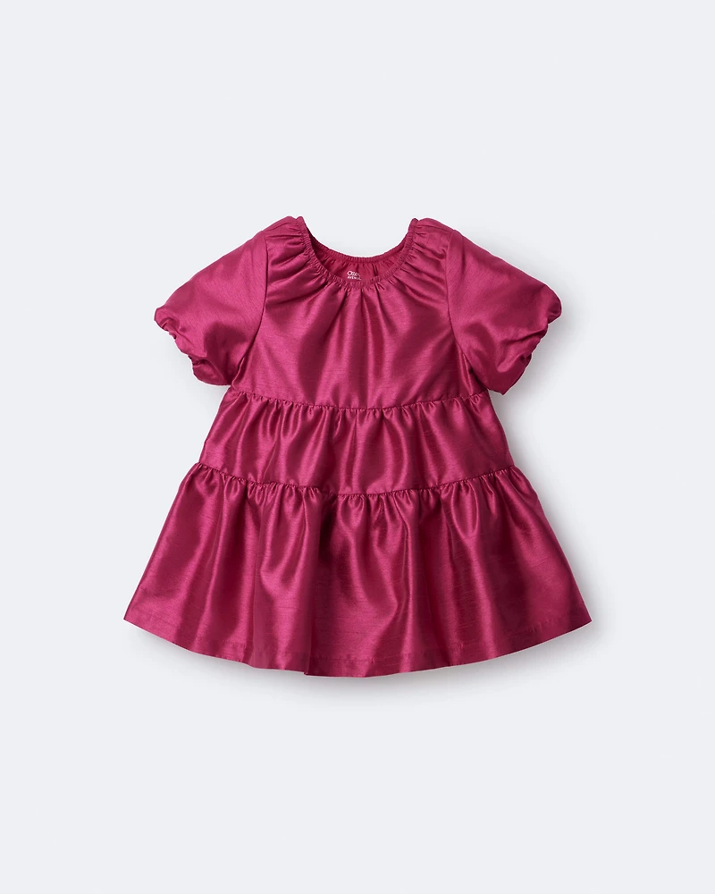 Toddler Girl Puff Sleeve Short-Sleeve Dress - Pink