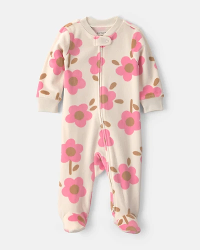 Baby Girl Floral 2-Way Zip Sleeper - Cream