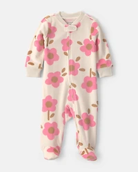 Baby Girl Floral 2-Way Zip Sleeper  - Cream