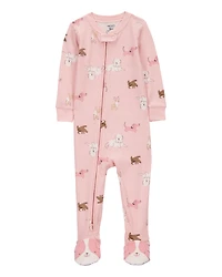 Toddler Girl 1-Piece Dog 100% Snug Fit Cotton Footie Pyjamas