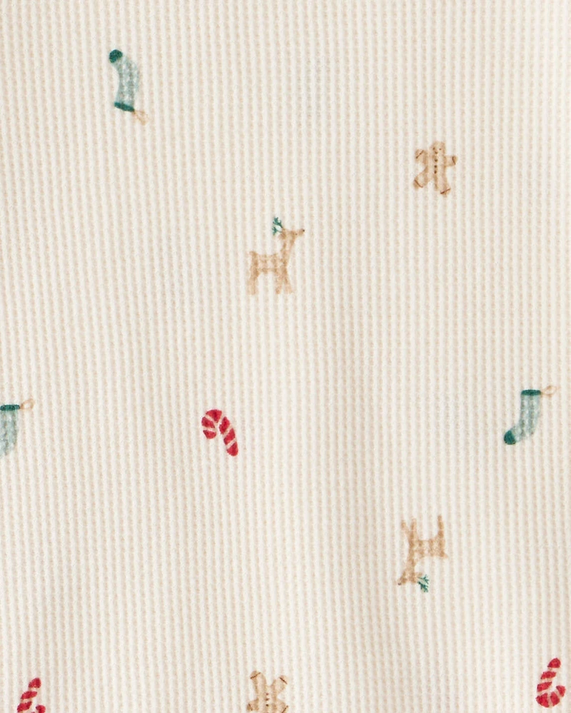 Toddler Christmas Print Cotton Long-Sleeve Snug Fit 2-Piece pyjamas - White