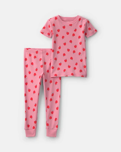 Toddler Girl Apple 100% Cotton 2-Piece Pyjama Set - Pink