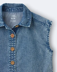 Toddler Girl Sleeveless Button-Down Top Chambray