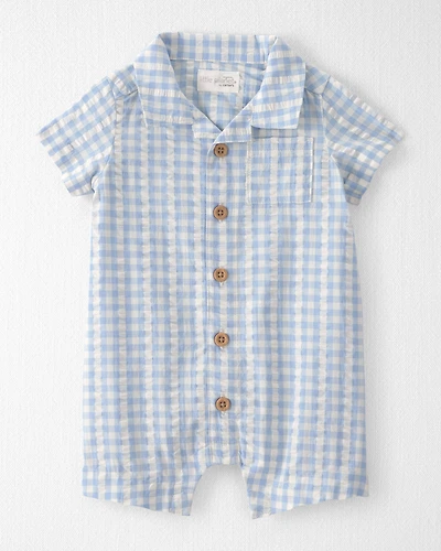 Baby Boy Gingham Romper Made with Organic Cotton