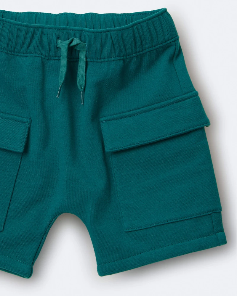 Toddler Boy French Terry Cargo Shorts - Green