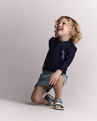 Toddler Boy 'Splish Splash' Half-Zip Long-Sleeve Rashguard - Navy