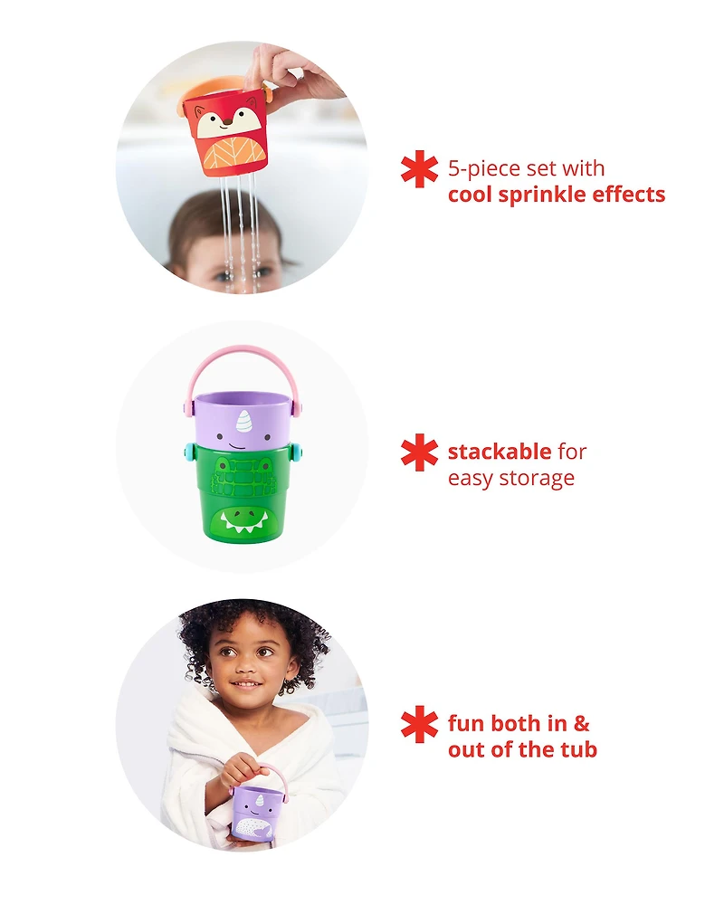 Zoo Stack & Pour Buckets Baby Bath Toy
