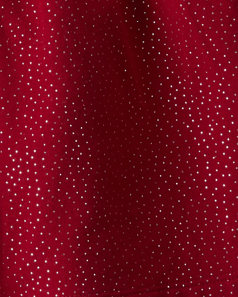 Baby Girl DayDream Fleece Bow Glitter Dress Set - Red