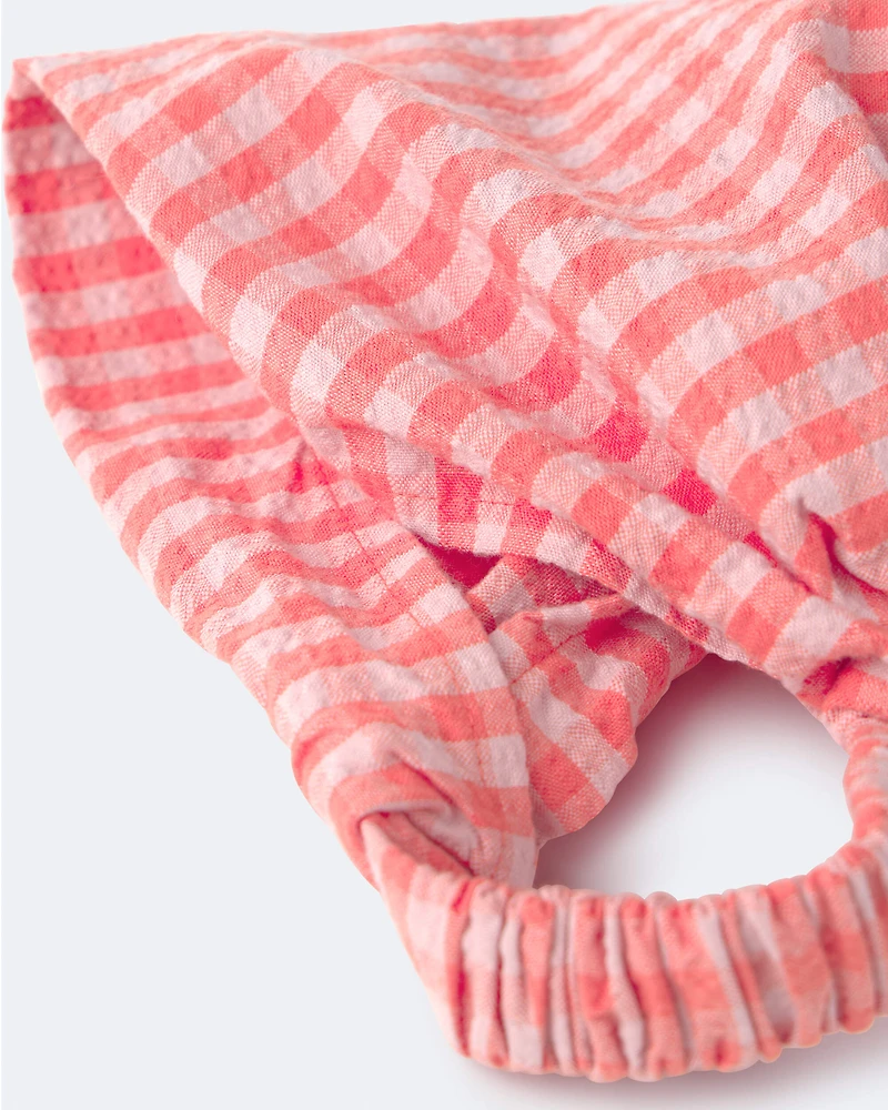 Toddler Girl Gingham Bandana Hair Scarf - Orange