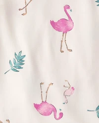 Baby Girl 2-Pack Flamingo PurelySoft Long-Sleeve Multipack Bodysuits - Pink/Ivory