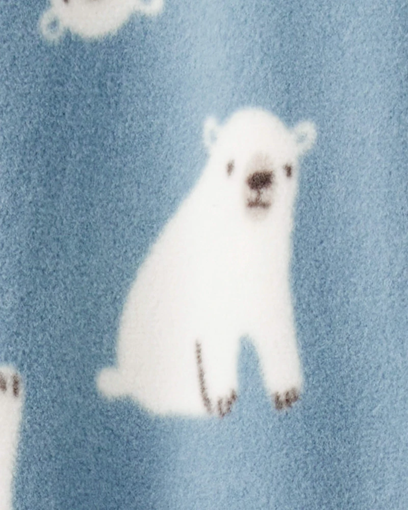 Baby Boy Polar Bear Print Loose Fit Long-Sleeve 2-Way Zip 1-Piece Pyjamas - Blue