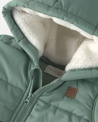 Baby Recycled Teddy Fleece Hooded Puffer Jacket