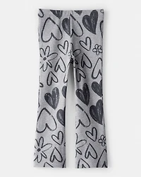 Toddler Girl Heart Pull-On Flare Stretch Rib Leggings - Grey