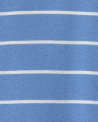 Toddler Boy Construction Striped 100% Cotton Snug Fit 1-Piece Pyjama Set - Blue