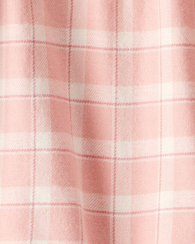 Toddler Girl Plaid Cotton Long-Sleeve Top - Pink