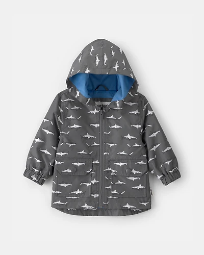 Baby Boy Slate Shark Rain Jacket- Black