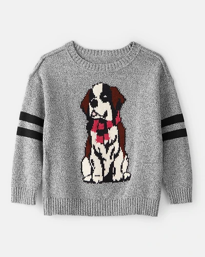Toddler Boy Dog Sweater - Grey