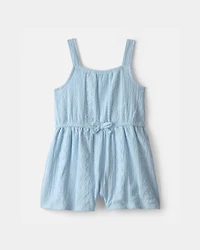 Toddler Girl Textured Romper - Light Blue