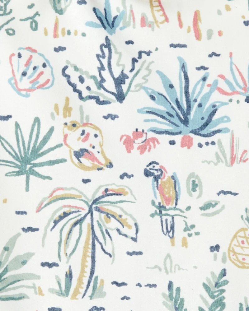 Toddler Girl Recycled Swimsuit Tropical Paradise