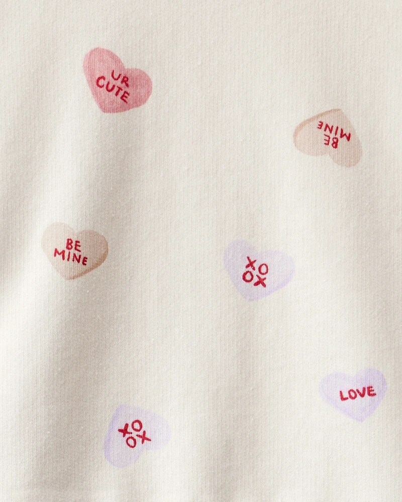 Toddler Girl DayDream Fleece Candy Heart French Terry Pullover & Pant Set - Cream