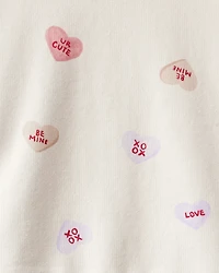 Toddler Girl DayDream Fleece Candy Heart French Terry Pullover & Pant Set - Cream