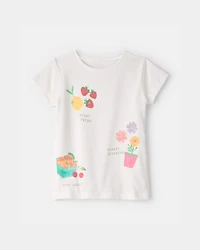 Toddler Girl Floral Fruit Graphic Tee - White