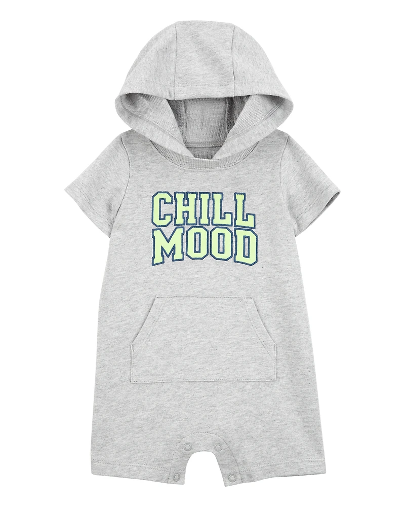 Baby "Chill Mood" Hooded Romper -Grey