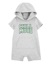 Baby "Chill Mood" Hooded Romper -Grey