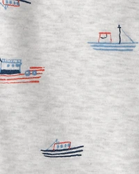 Baby Boy Boat Short-Sleeve Romper - Grey