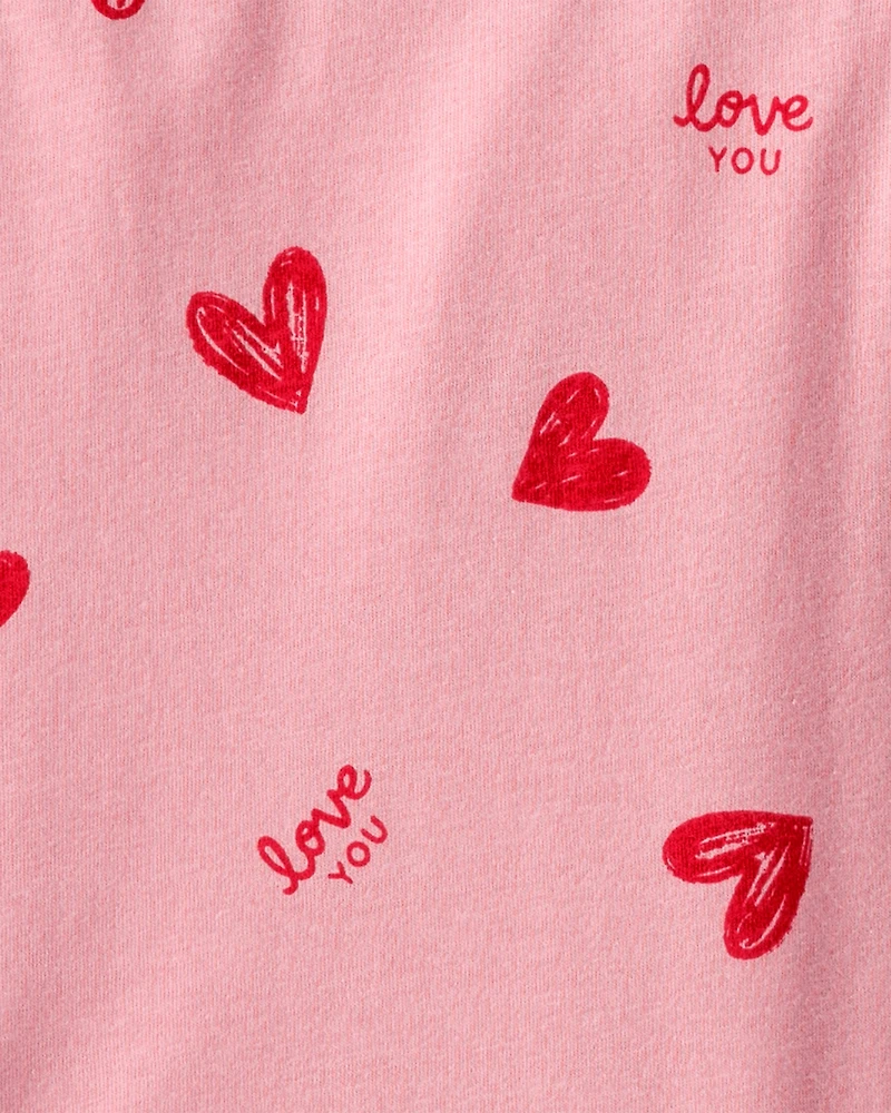 Girls Heart Long-Sleeve Dress - Pink