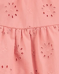 Baby Eyelet Cotton Dress - Pink