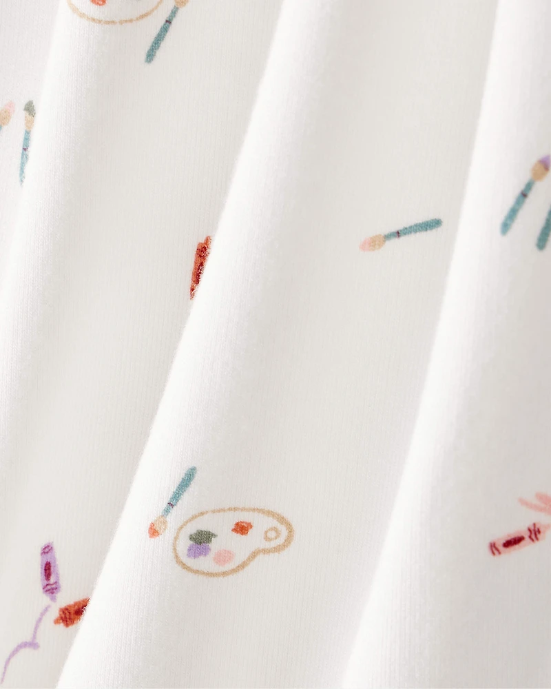 Baby Girl Paint Print PurelySoft Long-Sleeve Multipack Bodysuits - White/Purple