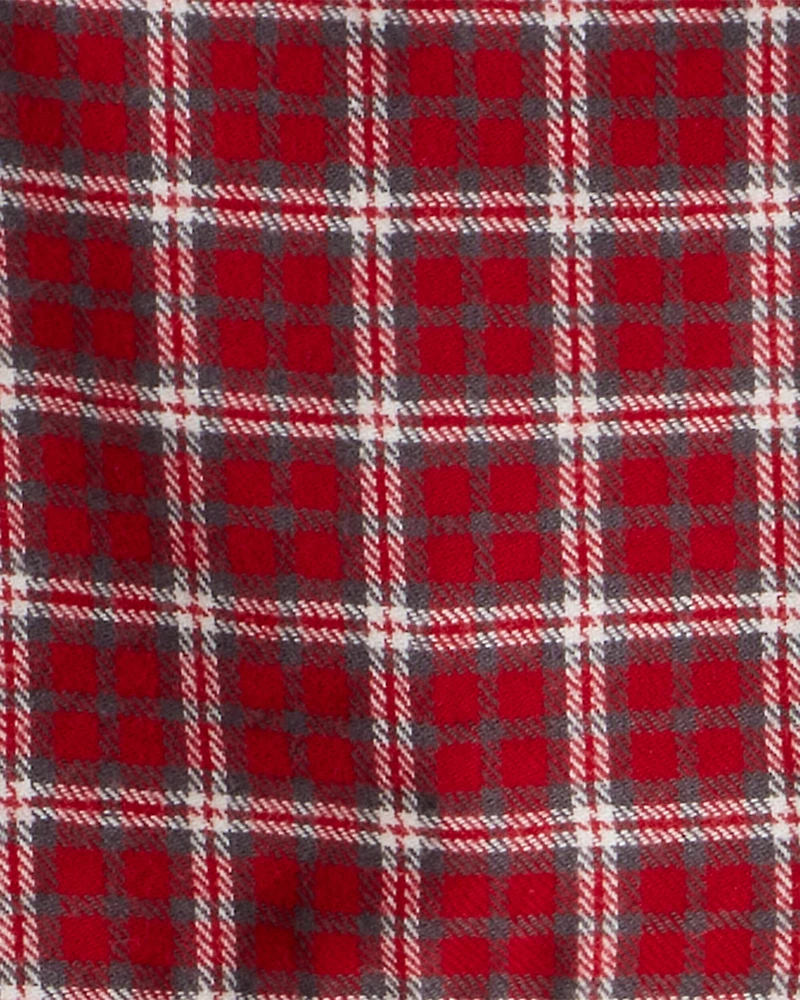 Toddler Girl 2-Piece PlaidCotton Long-Sleeve Dress Set - Red