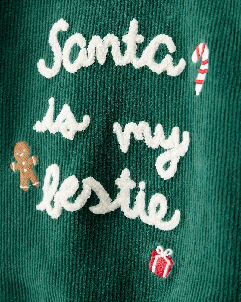 Baby 2-Piece Santa Is My Bestie Long-Sleeve Tee & Pant Set - Green