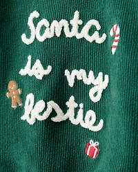 Baby 2-Piece Santa Is My Bestie Long-Sleeve Tee & Pant Set - Green