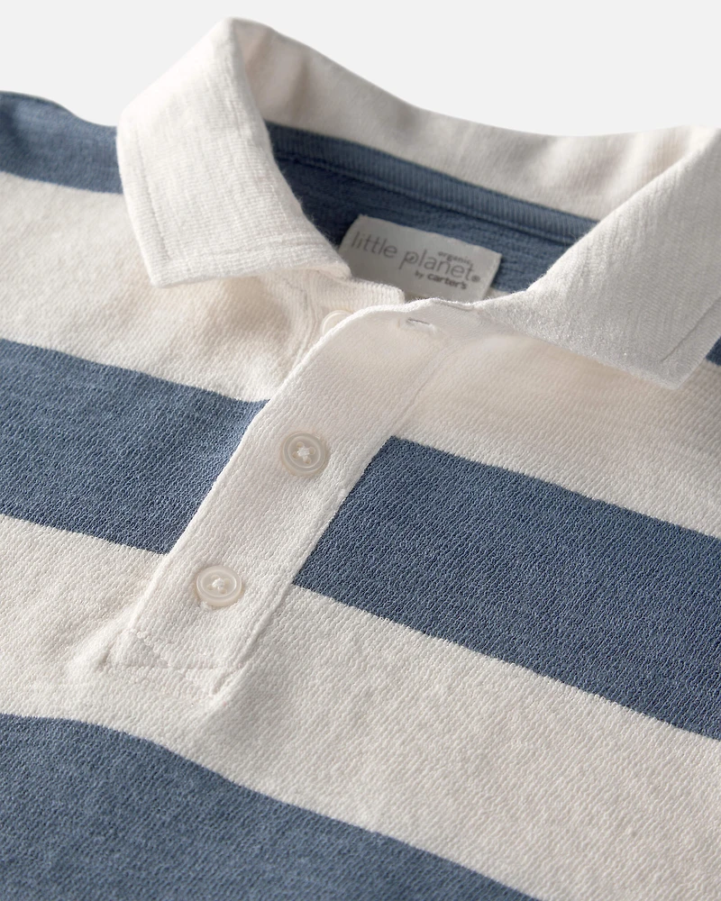 Toddler Boy Collared Shirt Made with Organic Cotton Stripes