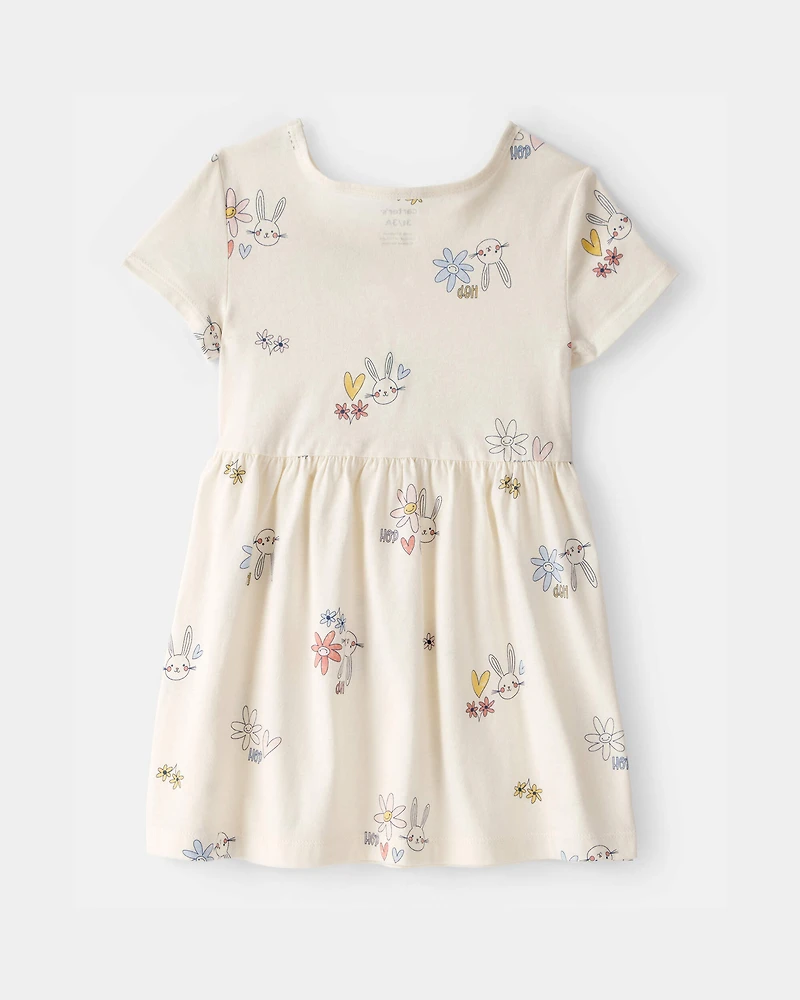 Toddler Girl Easter Bunny Short-Sleeve Dress - Cream