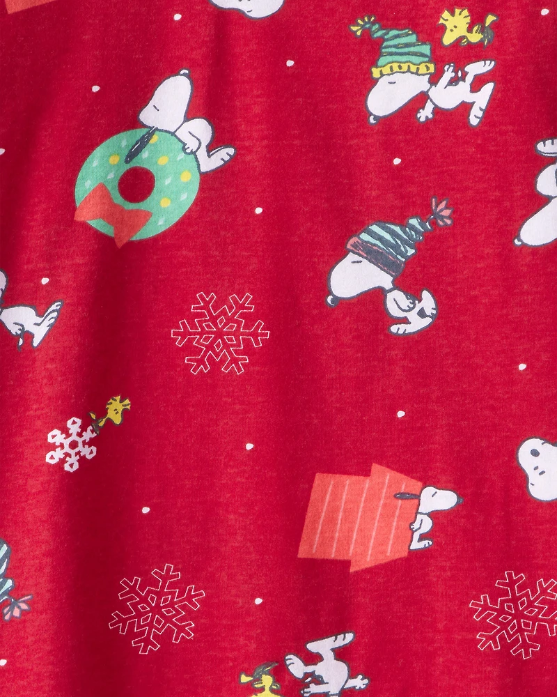 Kid Christmas Peanuts Snoopy Print Long-Sleeve Graphic Tee - Red