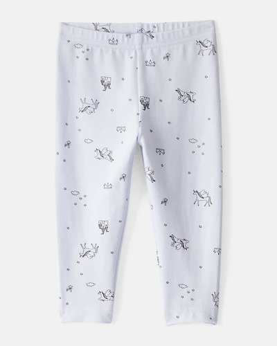 Baby Girl Printed Cotton Pull-On Stretch Leggings - Blue
