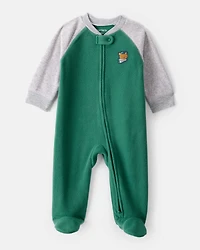 Baby Boy Bear Loose Fit Long-Sleeve Sleeper- Green