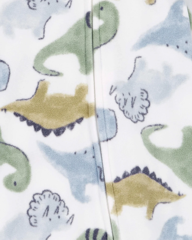 Baby Boy Dinosaur Print Loose Fit Long-Sleeve Sleeper - White