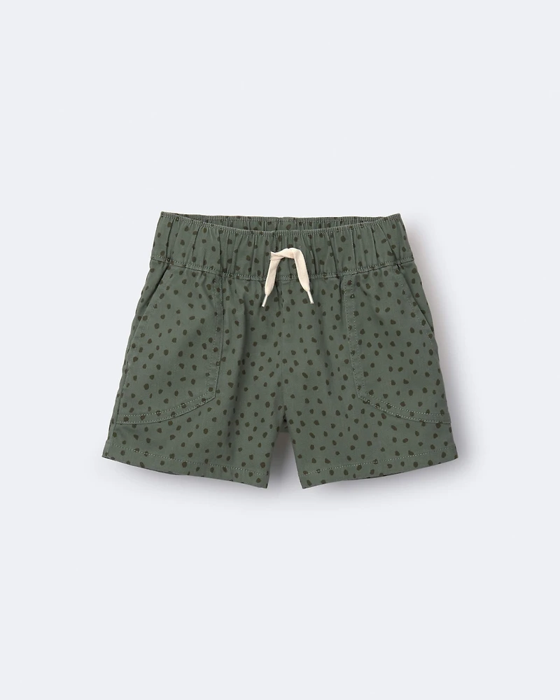 Toddler Standard Short with Pockets Dot Print- Olive