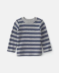 Baby Boy 2-Piece Striped Sports Thermal Overall Set - Navy