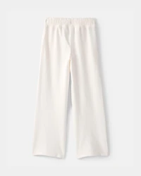 Girls French Terry Wide-Leg Pants - Ivory