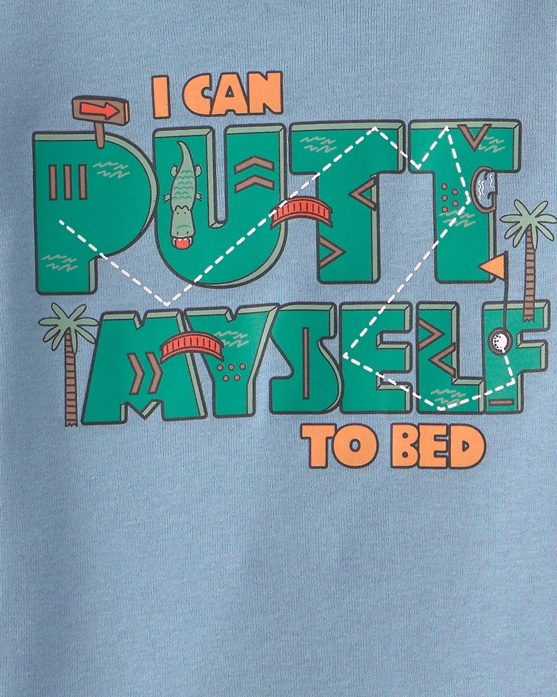 Toddler Boy Shark Golf 100% Cotton Short-Sleeve Snug Fit 4-Piece pyjama Set - Blue/Green