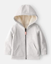 Baby Girl Long-Sleeve Hooded Zip-Up Jacket - Grey