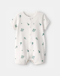 Baby Pickleball Short-Sleeve Romper - White